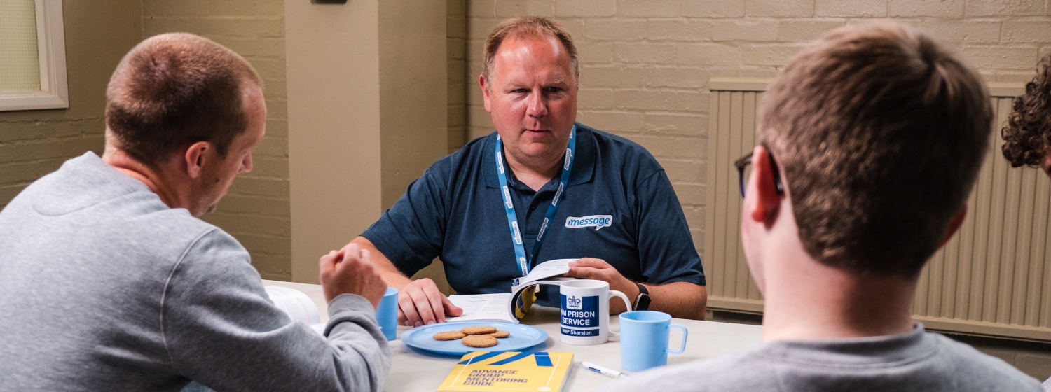 Message in Prisons worker leading an Advance session in prison