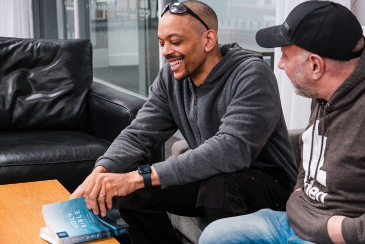 Mo and Andy from eden reading the bible