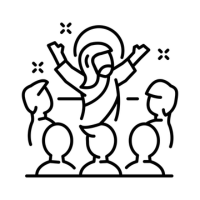 Icon of Jesus teaching a crowd of people.